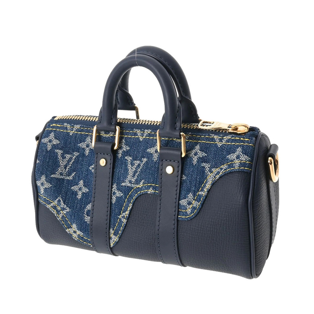 Louis Vuitton Navy Taurillon NIGO Denim Leather Keepall Blue Collaboration Blue
